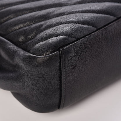 Saint Laurent Sheepskin Matelasse Chevron Monogram Large College Satchel Black 7 of 14