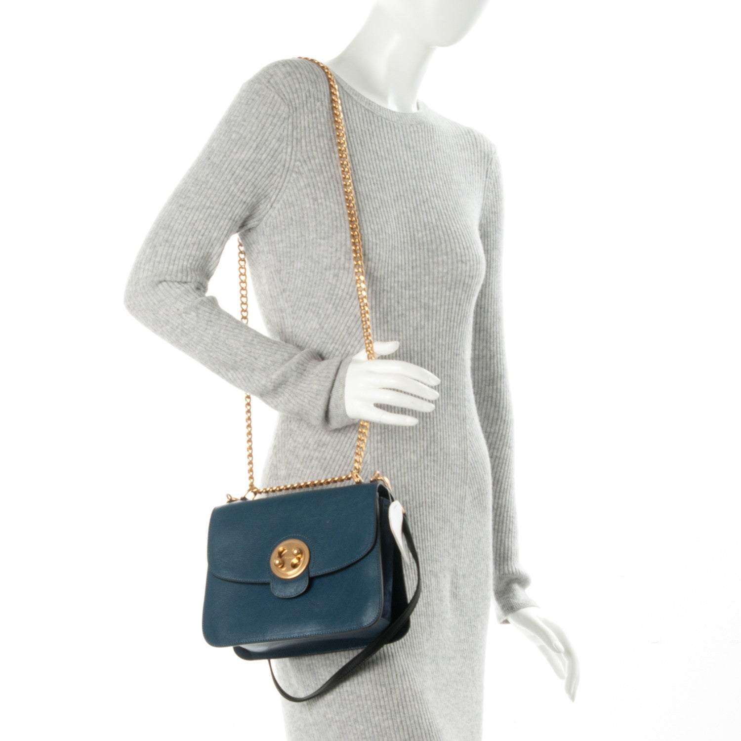 Chloe Goatskin Medium Mily Shoulder Bag Denim Blue 2 of 8