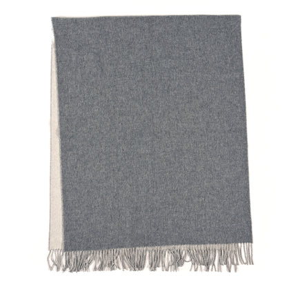Hermes Cashmere Fringe Double Face Scarf Gris Flanelle Ivoire 2 of 3