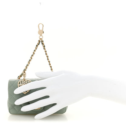 Chanel Lambskin Quilted Mini Flap Bag Charm With Hook Light Green 2 of 10