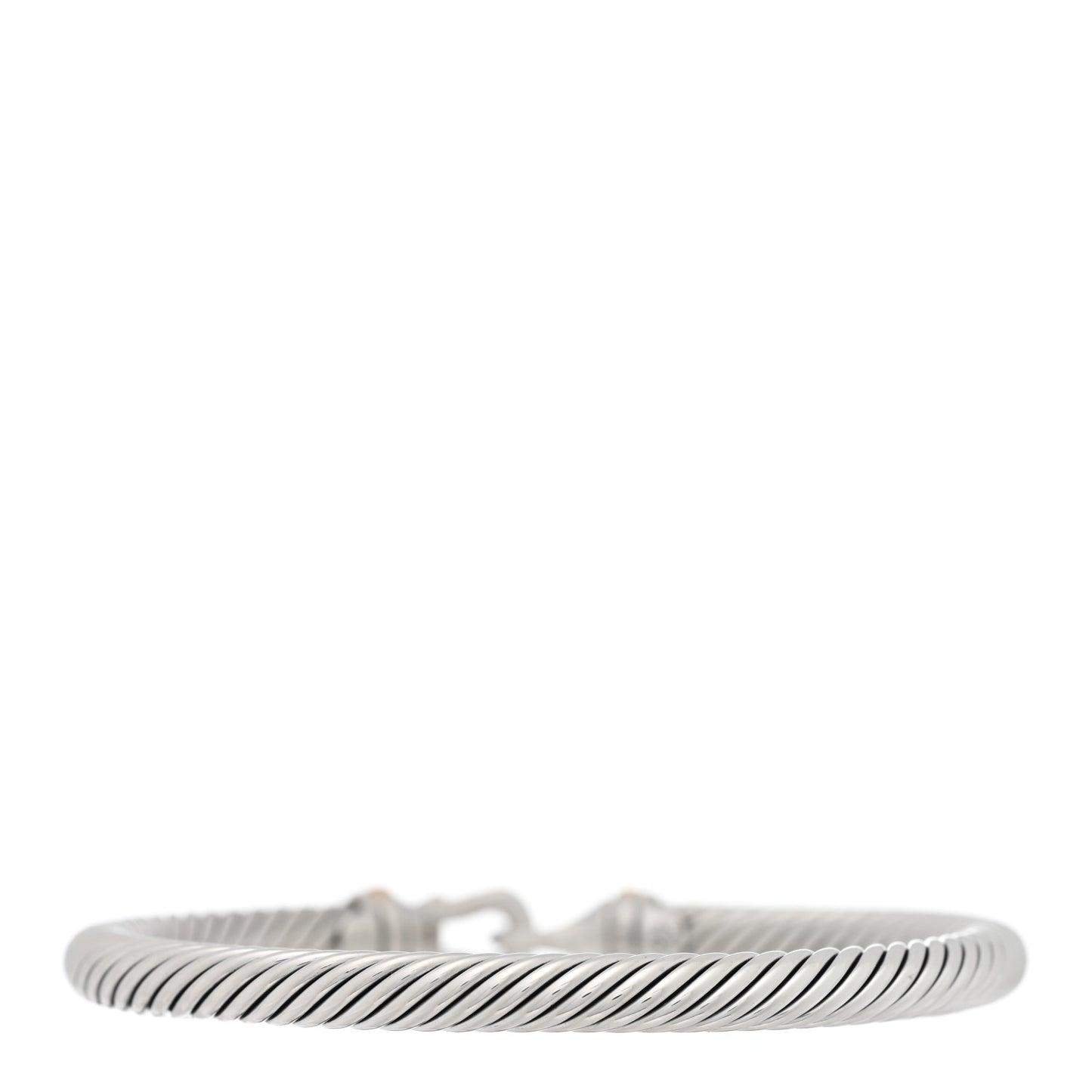 Sterling Silver 18K Yellow Gold 4mm Cable Classic Buckle Bracelet