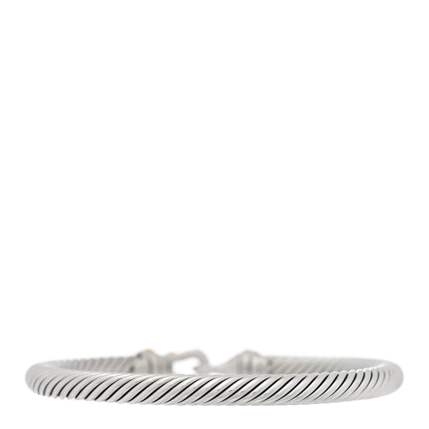 David Yurman Sterling Silver 18K Yellow Gold 4mm Cable Classic Buckle Bracelet 2 of 4