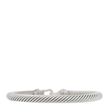 David Yurman Sterling Silver 18K Yellow Gold 4mm Cable Classic Buckle Bracelet 2 of 4