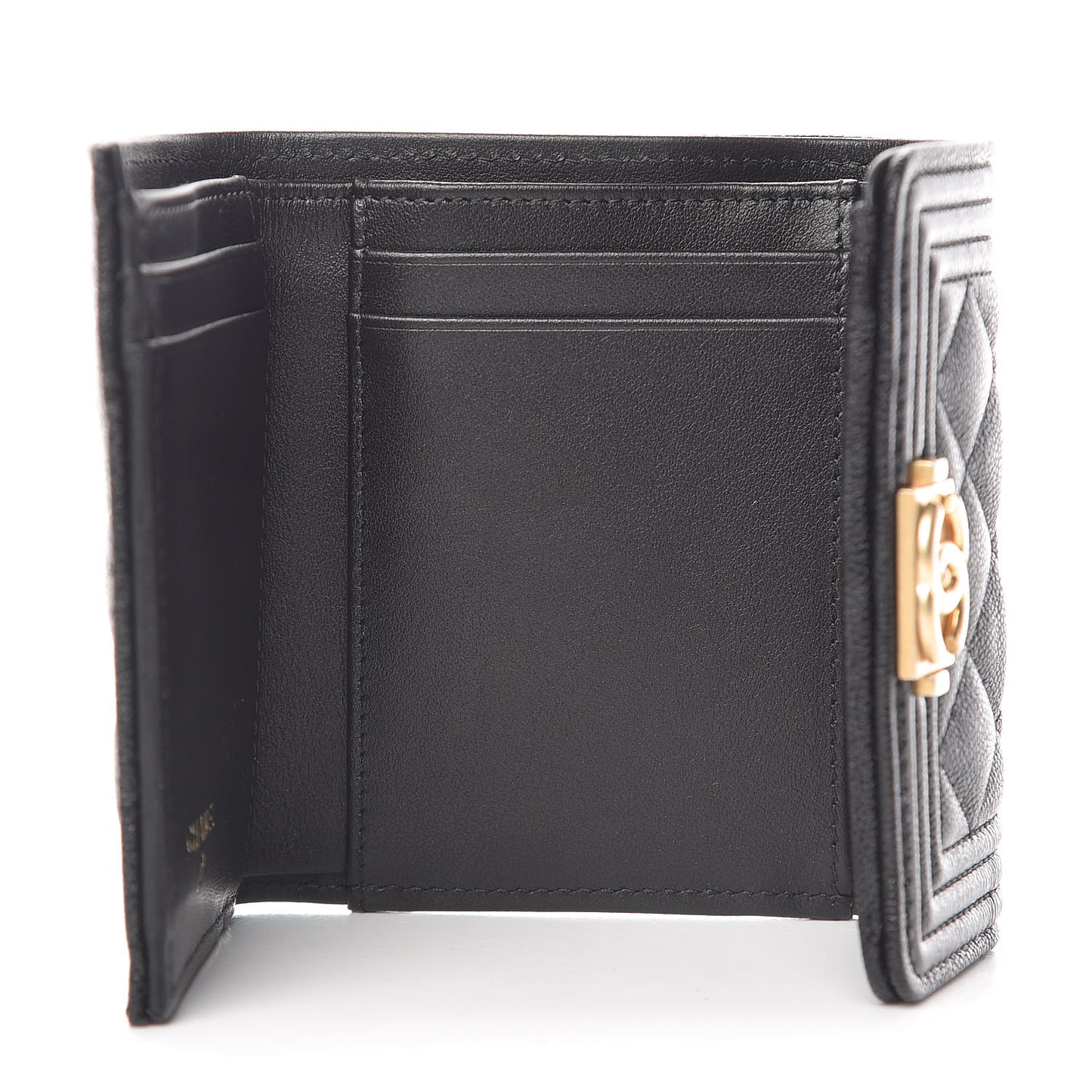 Caviar Quilted Small Boy Flap Wallet Black