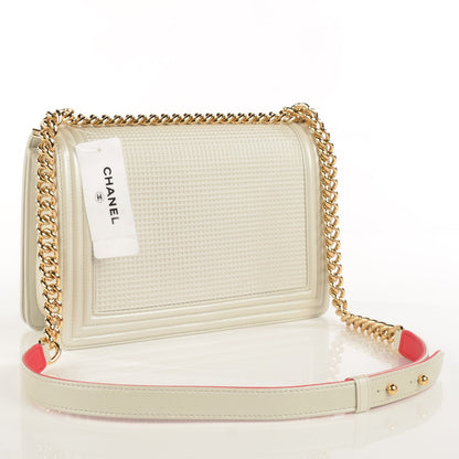 Chanel Lambskin Embossed New Medium Boy Cube Flap White 3 of 9