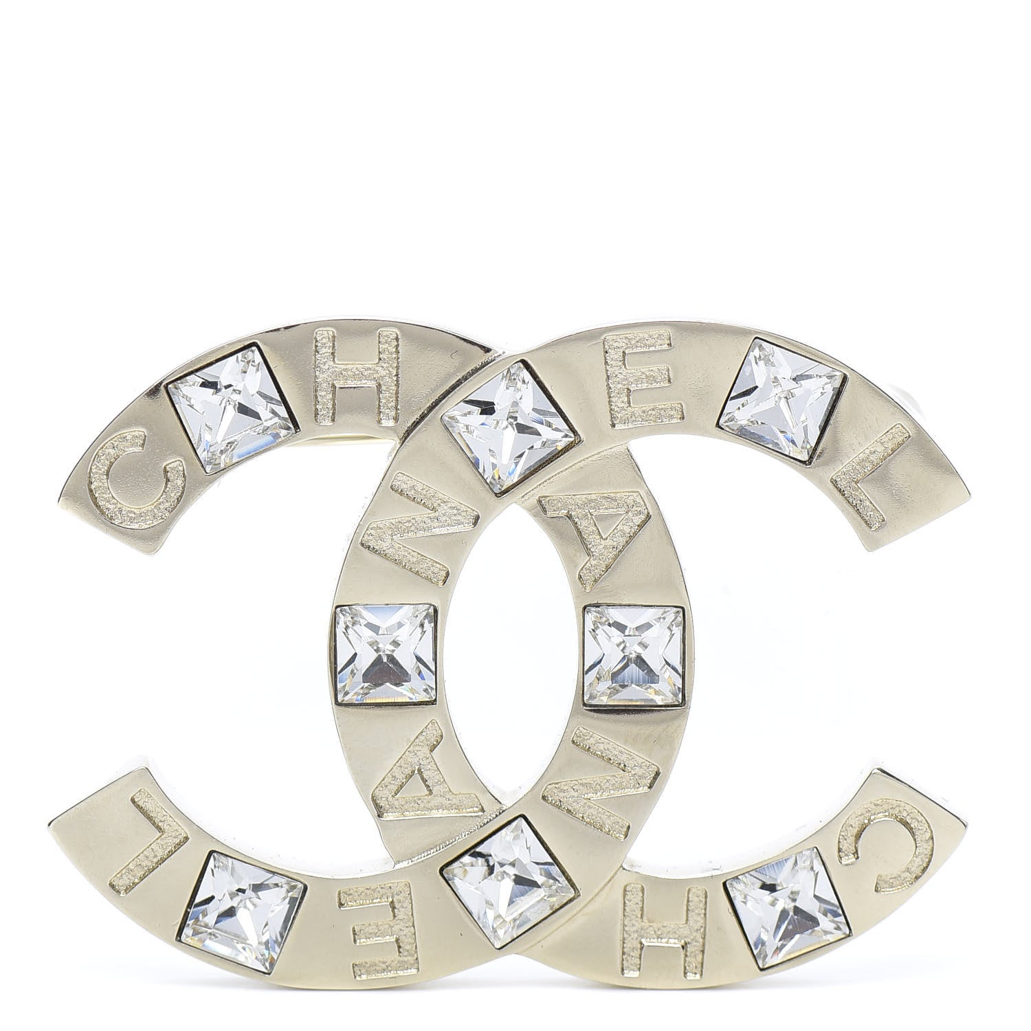 Chanel Baguette Crystal Logo CC Brooch Gold 1 of 5