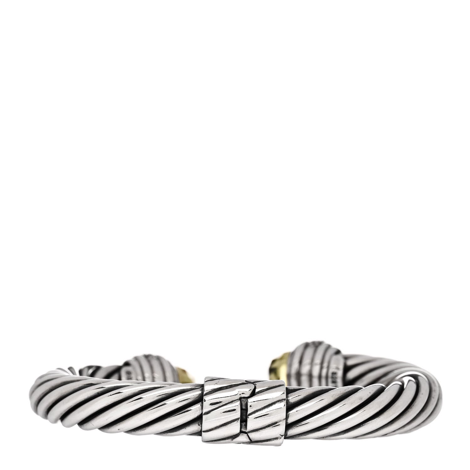 David Yurman Sterling Silver Diamond Citrine 10mm Cable Classics Hinged Bracelet 2 of 3