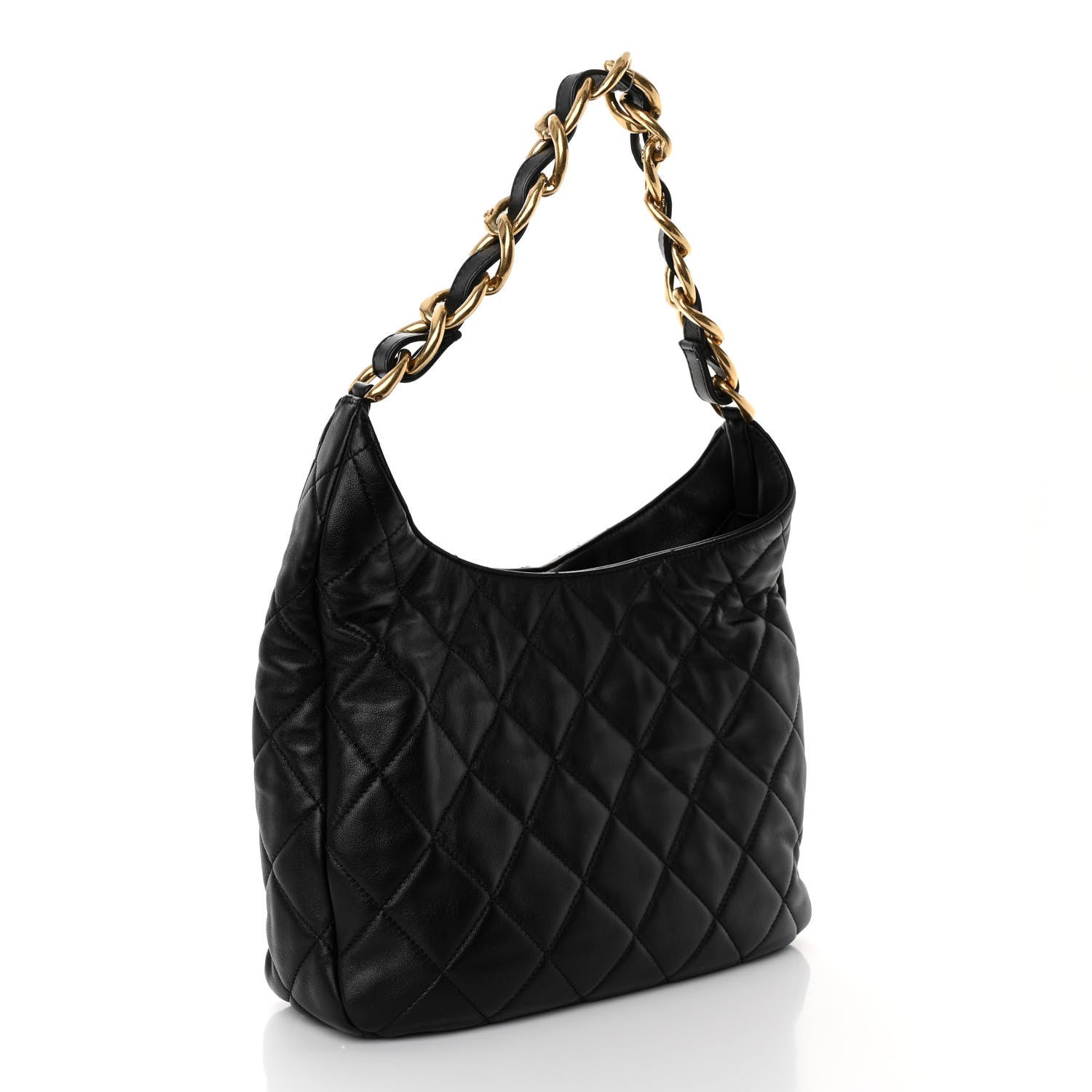 Chanel Lambskin Quilted Large CC Funky Town Hobo Black 3 of 10