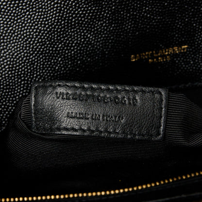Saint Laurent Grain De Poudre Textured Mixed Matelasse Large Triquilt Monogram Satchel Black 8 of 11