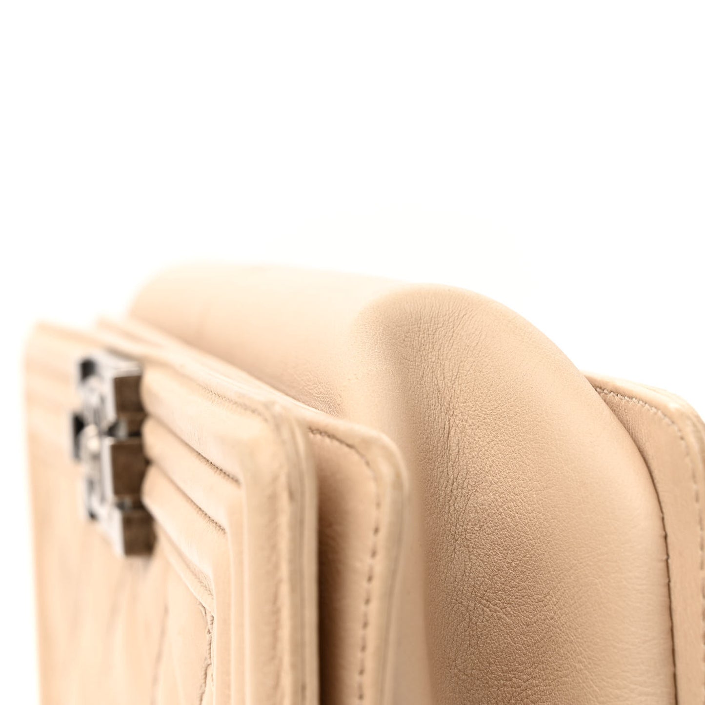 Calfskin Quilted Double Stitch New Medium Boy Flap Beige