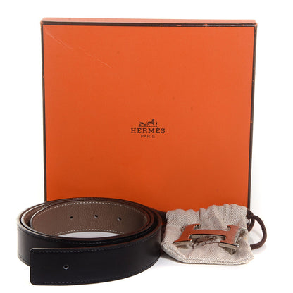 Hermes Box Togo 32mm H Belt 95 Etoupe Black 7 of 7