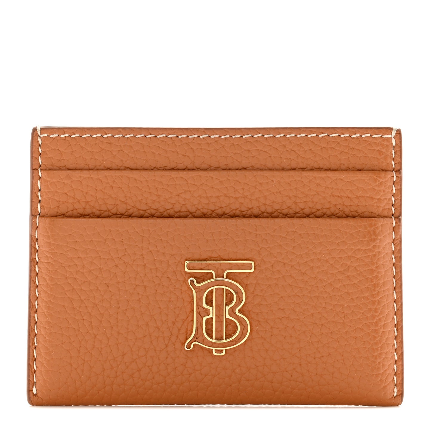 Grainy Calfskin TB Card Holder Warm Russet Brown