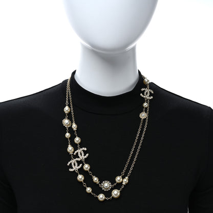 Chanel Pearl Crystal CC Long Necklace Gold 2 of 5