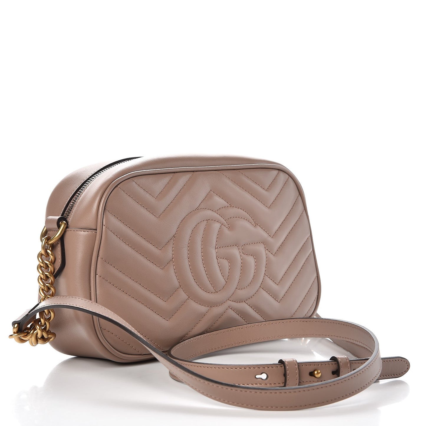 Calfskin Matelasse Small GG Marmont Chain Shoulder Bag Taupe
