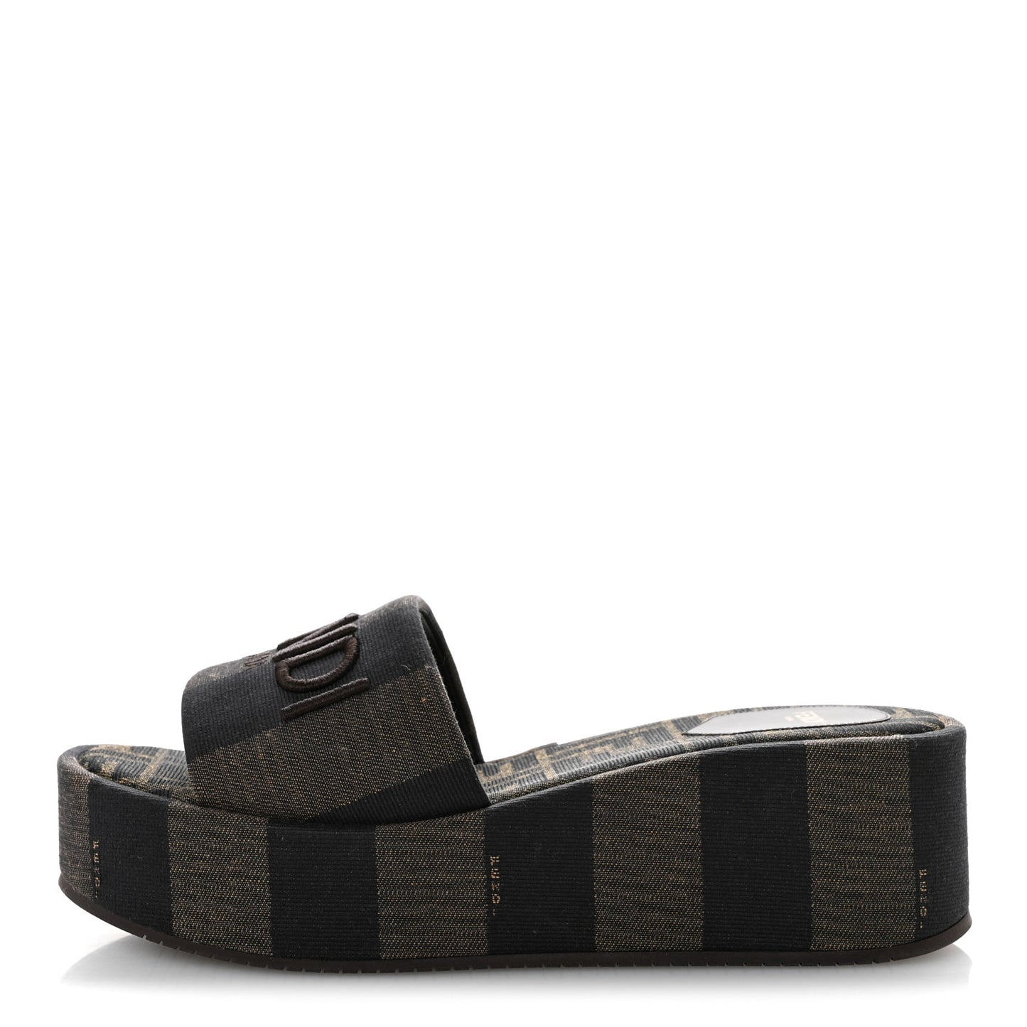 Jacquard Womens FF Sunshine Flatform Slide Sandals 38.5 Tabacco Black