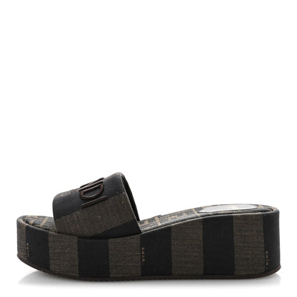 Fendi Jacquard Womens FF Sunshine Flatform Slide Sandals 38.5 Tabacco Black 1 of 11