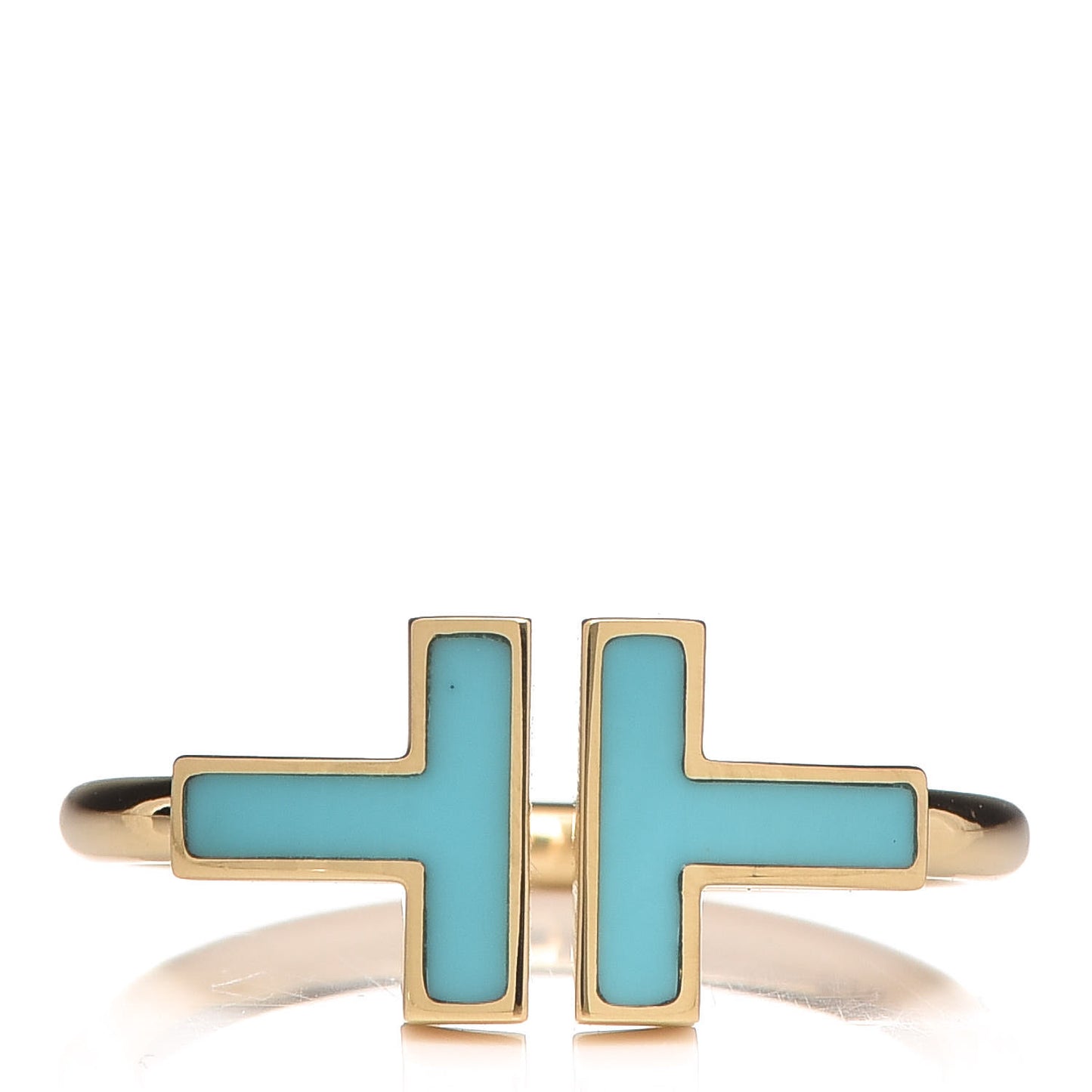 18K Yellow Gold Turquoise T Square Ring 53 6.25