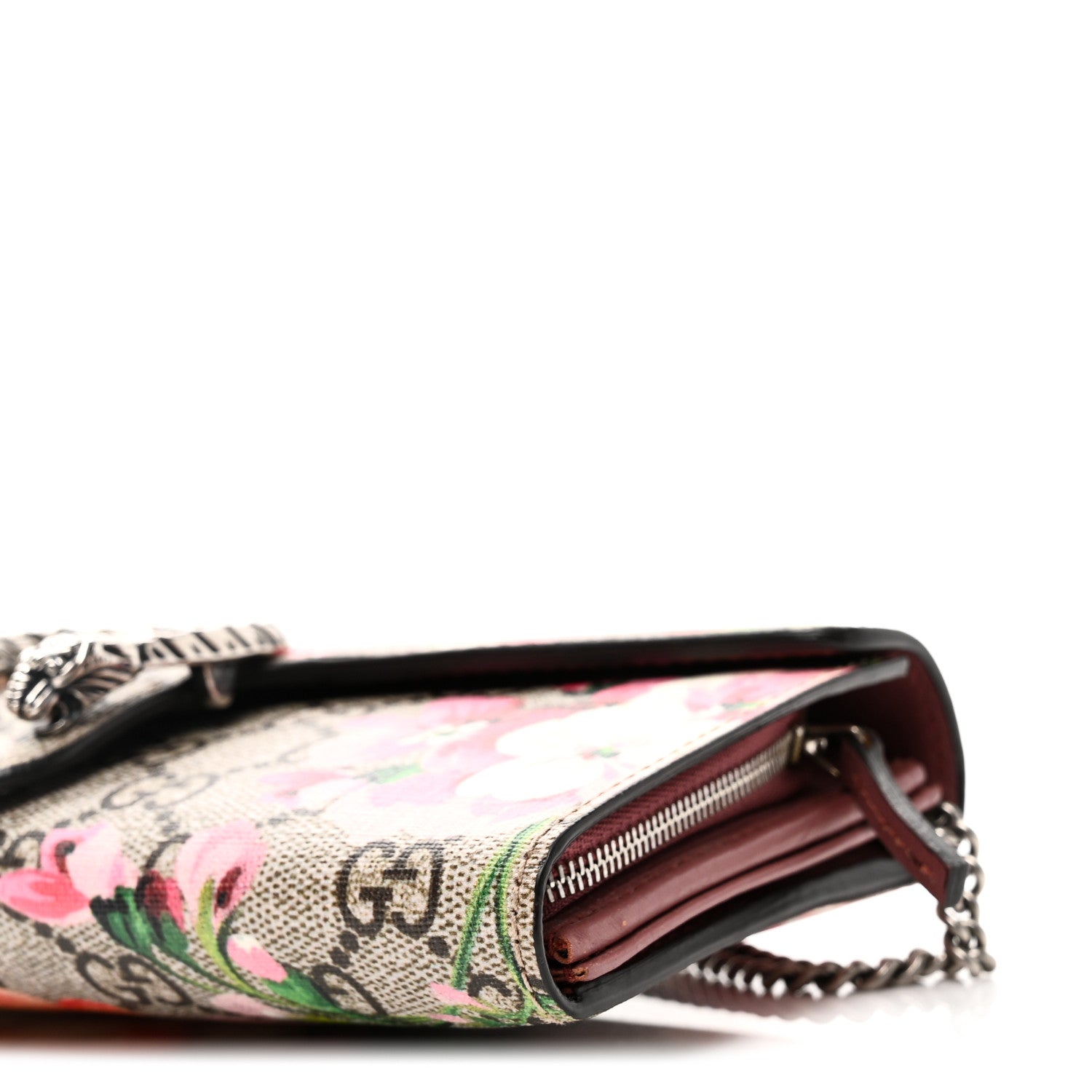 Gucci GG Supreme Monogram Blooms Dionysus Chain Clutch Wallet