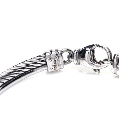 David Yurman Sterling Silver 14K White Gold Diamond 3mm Crossover Bracelet 5 of 6