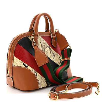Gucci X DANS LE VERT Calfskin Snakeskin Medium Top Handle Dome Bag Brown Multicolor 3 of 13