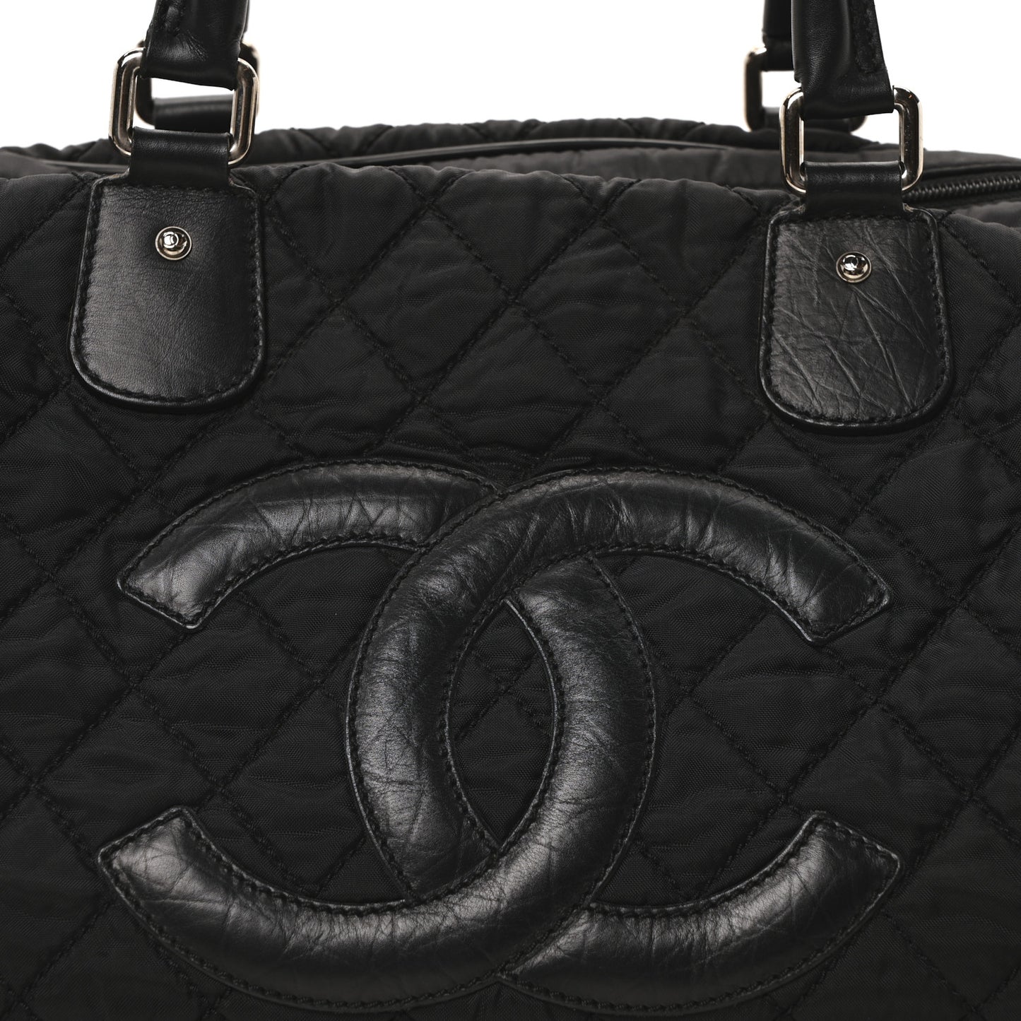 Calfskin Nylon Paris New York Duffel Bag Black