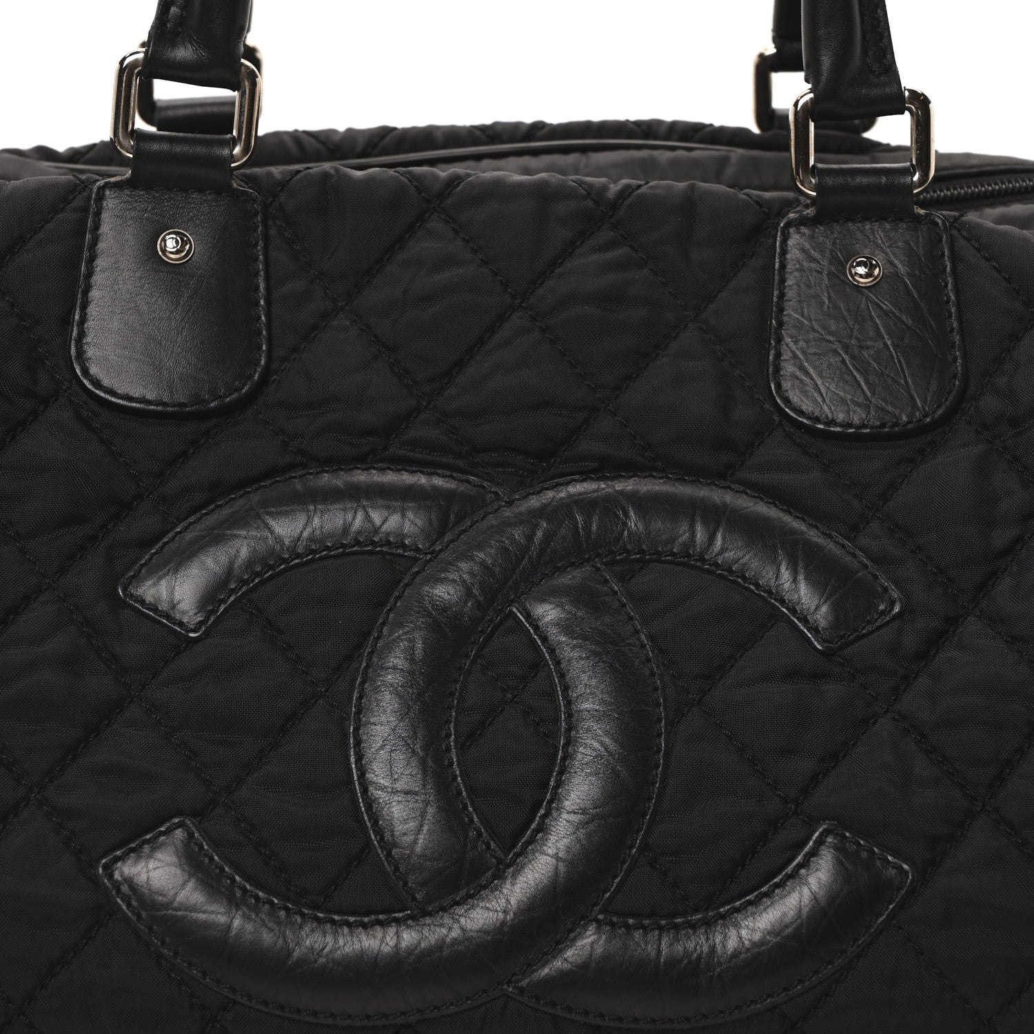 Chanel Calfskin Nylon Paris New York Duffel Bag Black 8 of 10