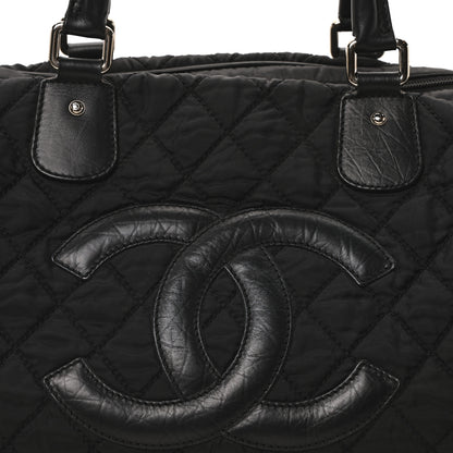 Chanel Calfskin Nylon Paris New York Duffel Bag Black 8 of 10