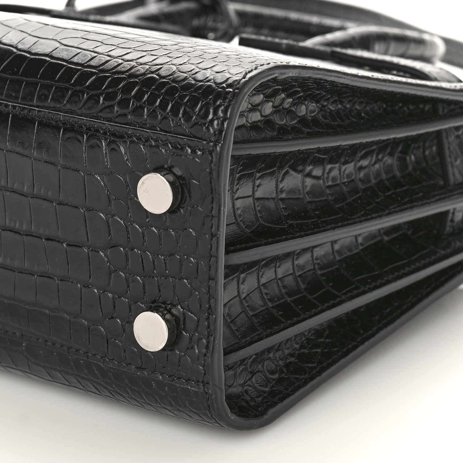 Saint Laurent Calfskin Crocodile Embossed Nano Sac De Jour Black 8 of 8