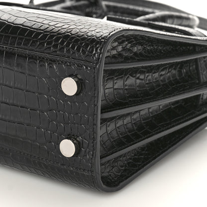 Saint Laurent Calfskin Crocodile Embossed Nano Sac De Jour Black 8 of 8