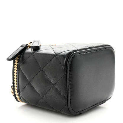 Chanel Lambskin Quilted Mini Vanity Case With Chain Black 4 of 10