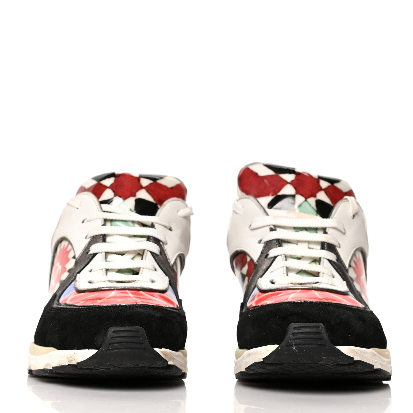Vinyl Calfskin Suede Womens CC Sneakers 39 Multicolor