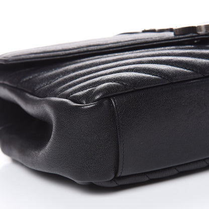 Saint Laurent Sheepskin Matelasse Chevron Monogram Medium College Bag Black 9 of 11
