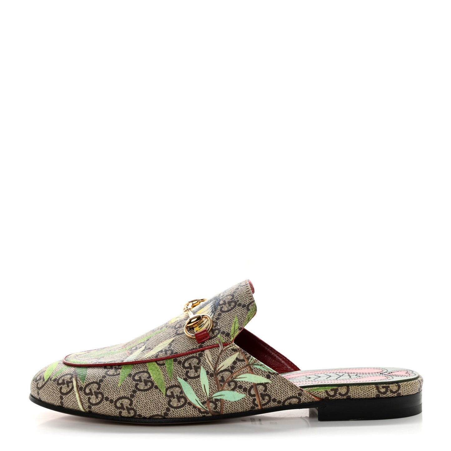 GG Supreme Monogram Tian Womens Princetown Slippers 37 Beige Ebony Multicolor