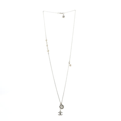 Chanel Crystal CC Pearl Drop Necklace Gold 2 of 5