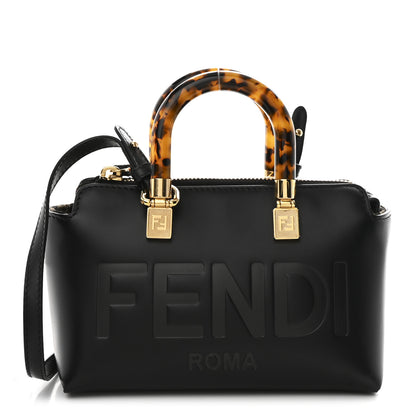 Fendi Vitello King Plexiglass Logo Embossed Mini By The Way Top Handle Boston Bag Black 1 of 10