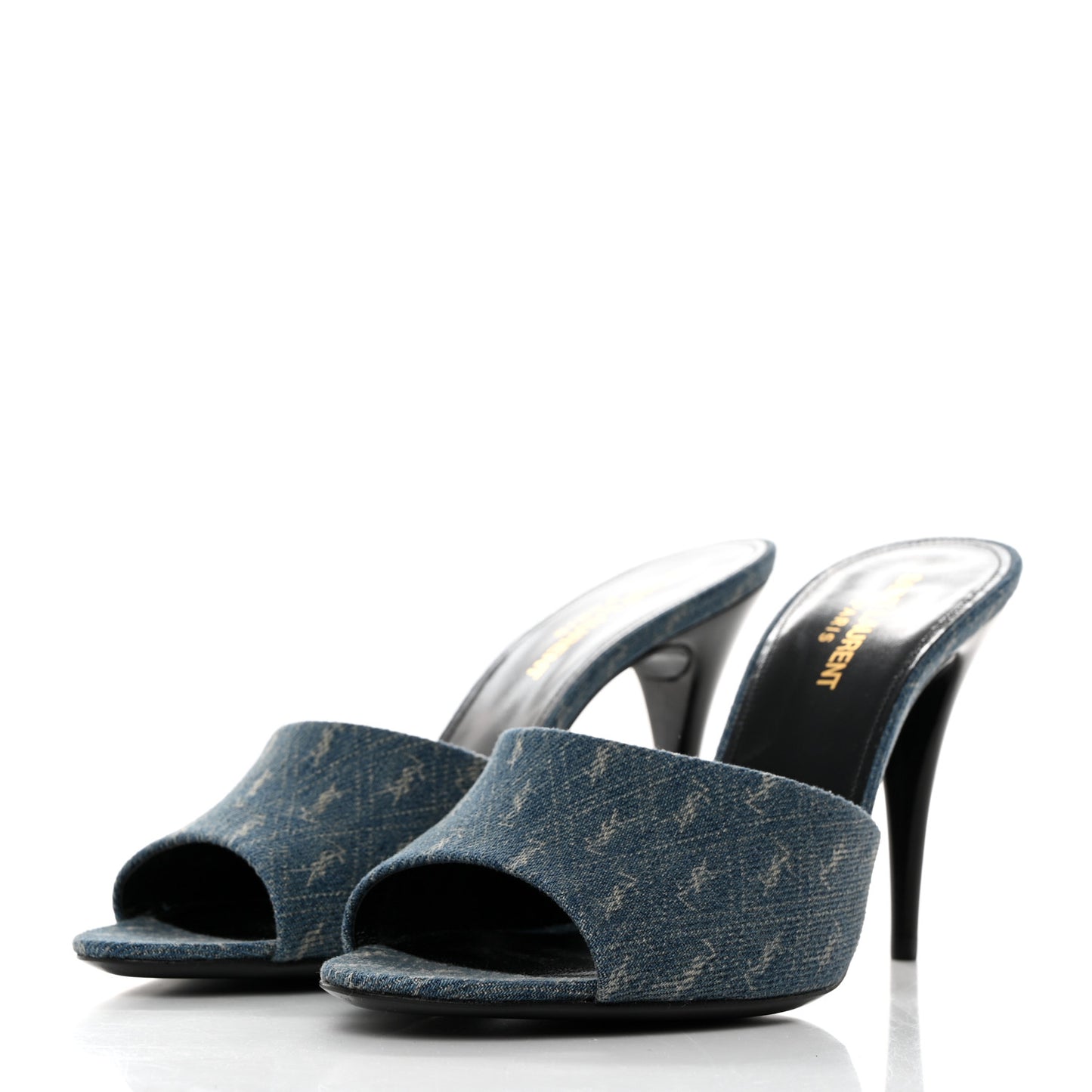 Denim Monogram La 16 Mule Sandals 38.5 Blue Jeans