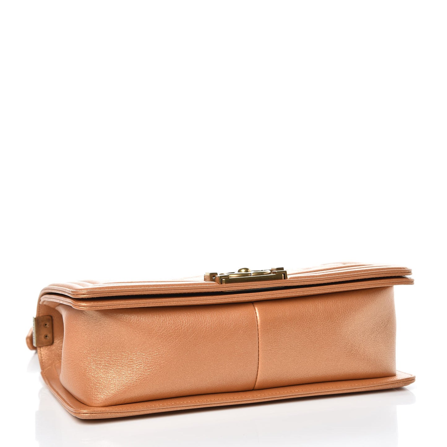 Metallic Calfskin Quilted Medium Boy Flap Gold