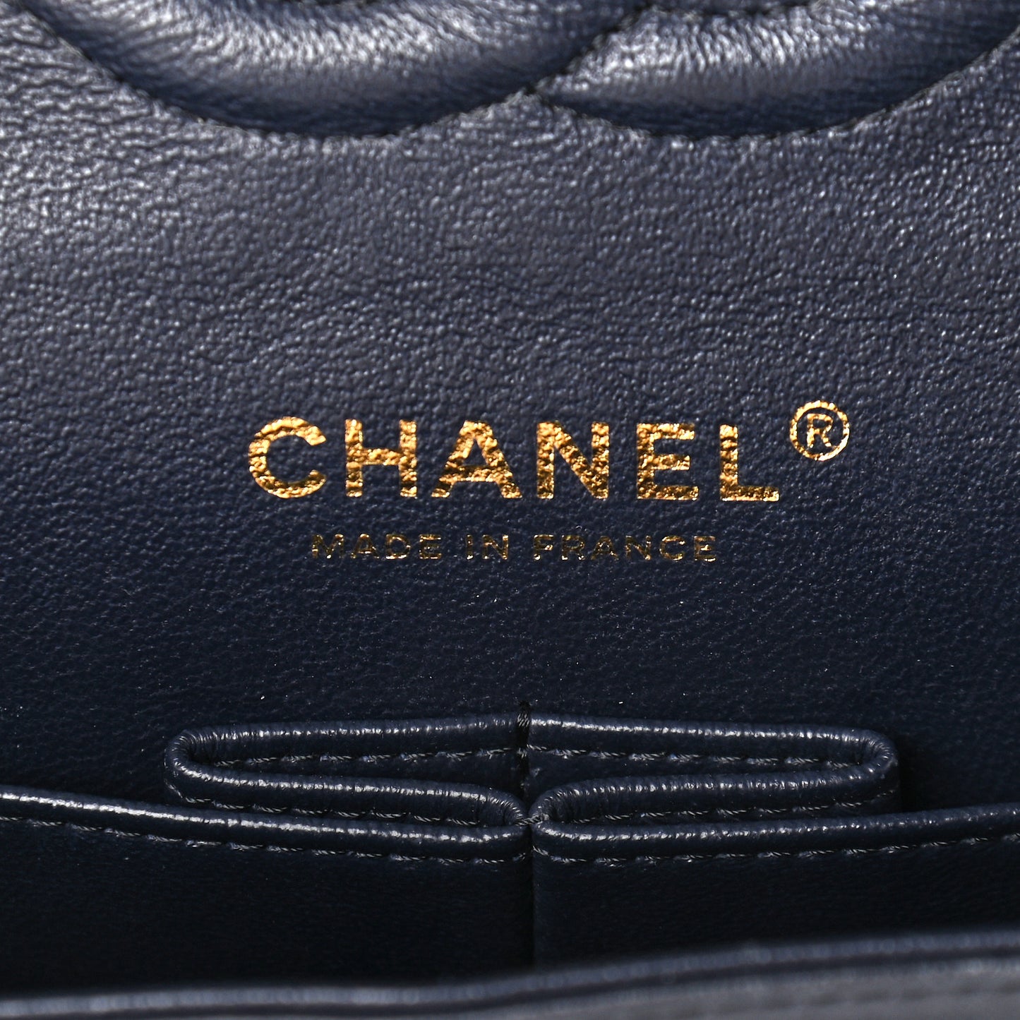 Lambskin Quilted Medium Double Flap Navy