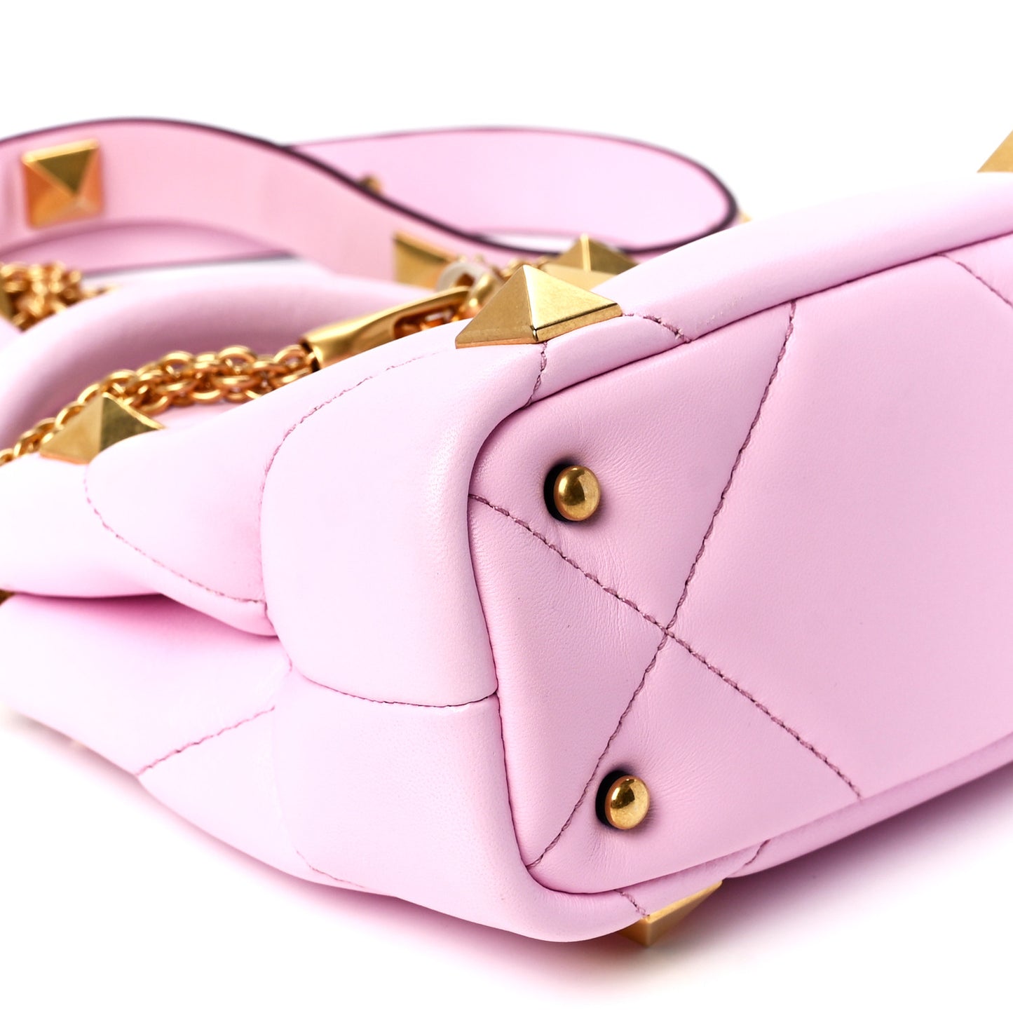Nappa Mini Roman Stud The Handle Bag Pink Borealis