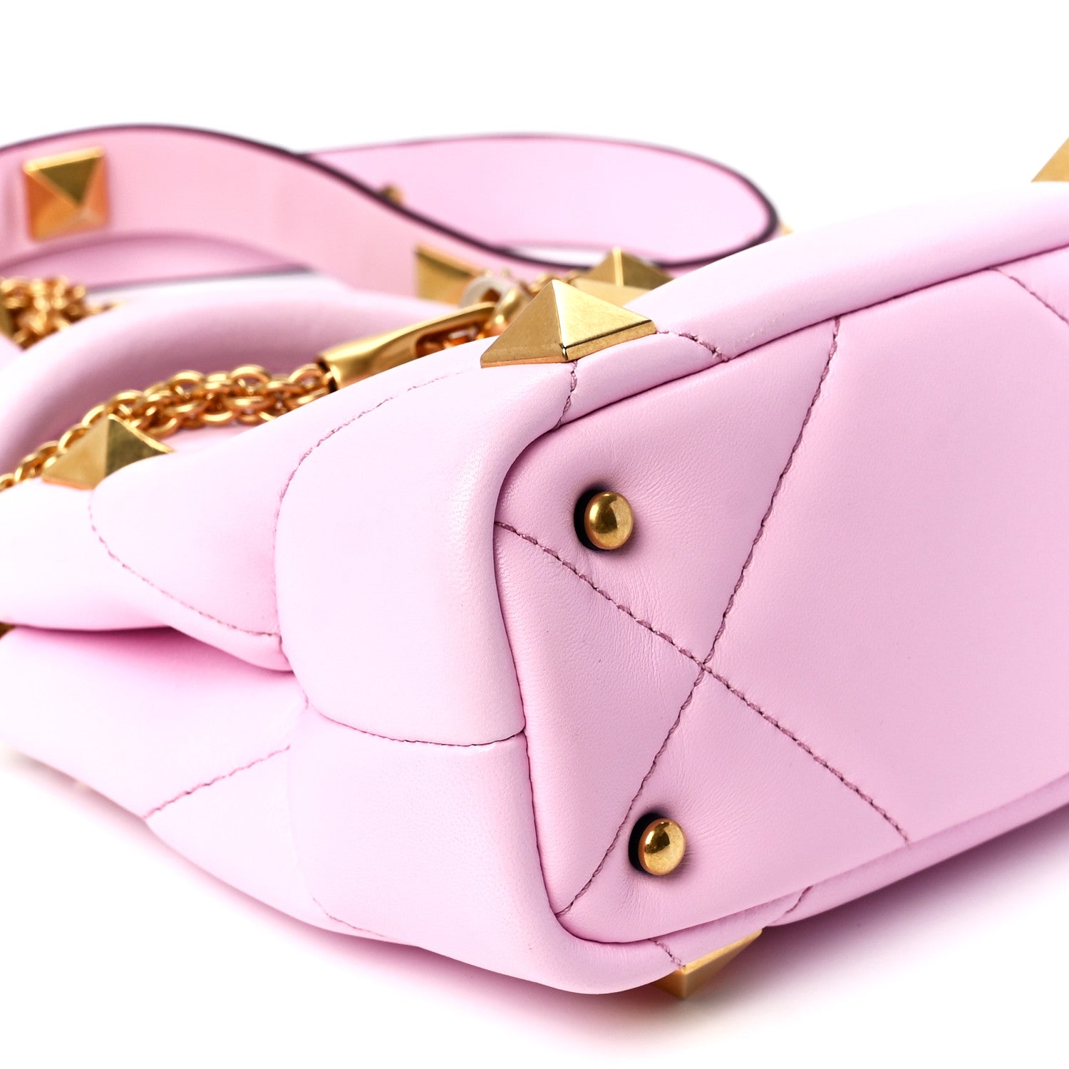 Valentino Garavani Nappa Mini Roman Stud The Handle Bag Pink Borealis 10 of 11