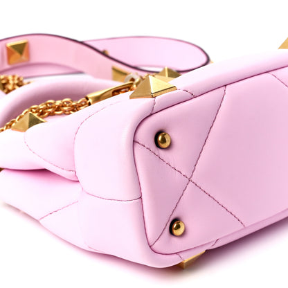 Valentino Garavani Nappa Mini Roman Stud The Handle Bag Pink Borealis 10 of 11
