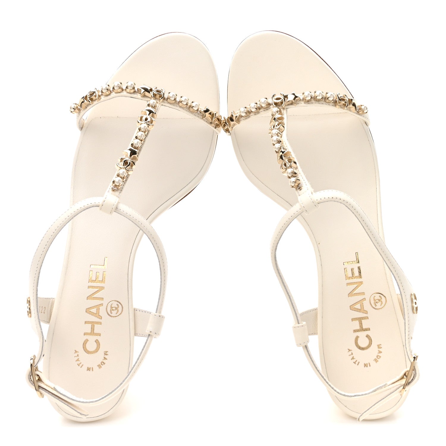Chanel Lambskin Pearl CC Star Sandals 36.5 White 2 of 10