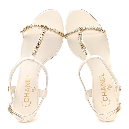 Chanel Lambskin Pearl CC Star Sandals 36.5 White 2 of 10
