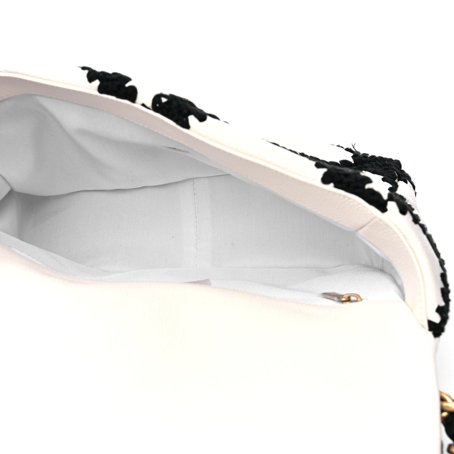 Calfskin Crochet Medium Chanel 19 Flap White Black