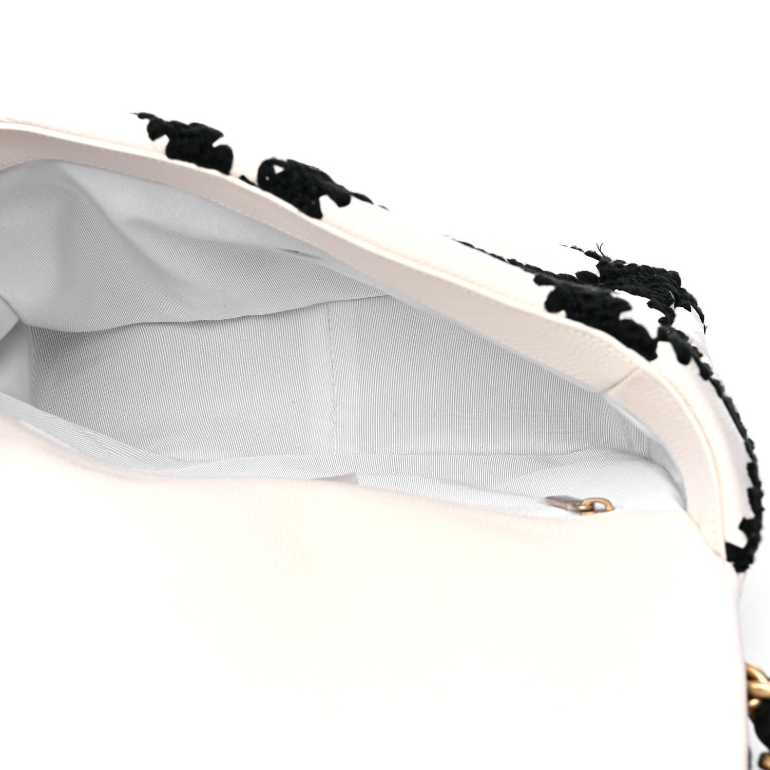 Chanel Calfskin Crochet Medium Chanel 19 Flap White Black 5 of 10
