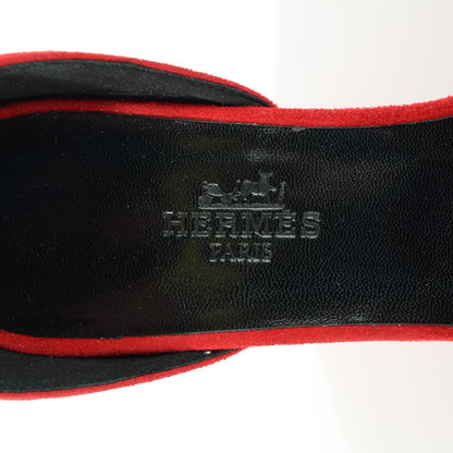 Hermes Suede Goatskin Lively Wedge Pumps 37 Piment 8 of 9