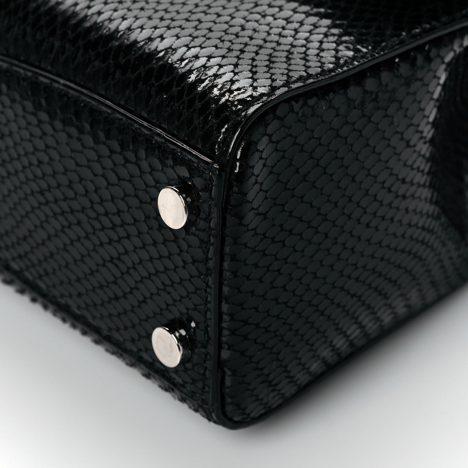 Jimmy Choo Lizard Calfskin Embossed Cheri Top Handle Bag Black