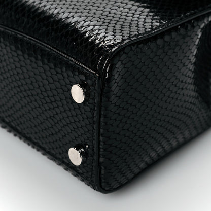 Jimmy Choo Lizard Calfskin Embossed Cheri Top Handle Bag Black 9 of 9