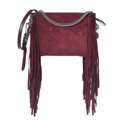Givenchy Calfskin Suede Fringe Cross 3 Crossbody Bag Aubergine 1 of 9