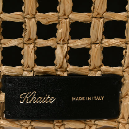 Khaite Raffia Calfskin June Cutout Palm Tote Natural Black 5 of 9